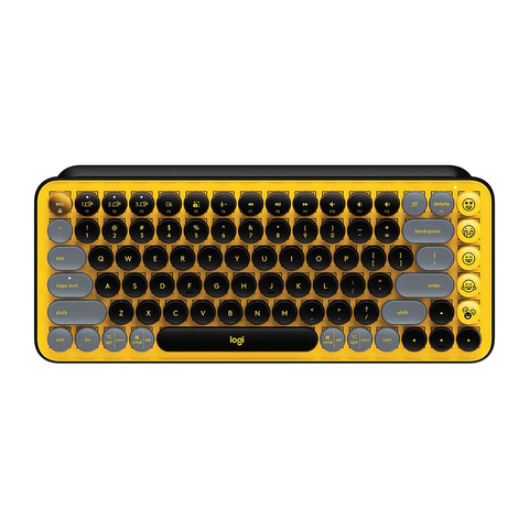 Logitech Pop Keys Wireless Mechanical Keyboard with Customizable Emoji Keys (Blast Yellow)
