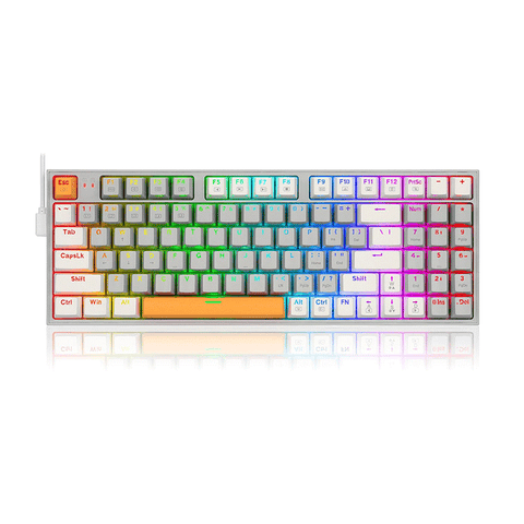 Redragon Kitava RGB 94 Keys Mechanical Gaming Keyboard Grey-White-Orange Red Switch (K636GWO-RGB V2)