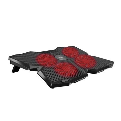 Promate Airbase 3 Ergonomic Laptop Cooling Pad with Silent Fan Technology (Red/Black)
