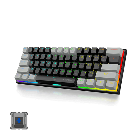 E-Yooso Z-11 63 Keys RGB Four Mode Backlit Mechanical Gaming Keyboard [Black/Grey] [Blue Switch]