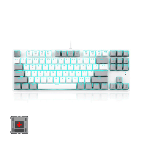 E-Yooso Z-87 87 Keys Single Light Mechanical Gaming Keyboard [White/Grey] [Red Switch]