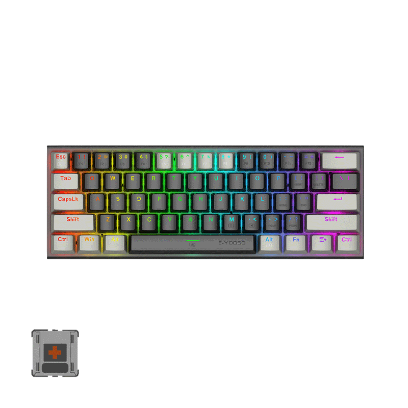E-Yooso Z-11 61 Keys RGB Backlit Mechanical Gaming Keyboard [Black/Grey] [Brown Switch]