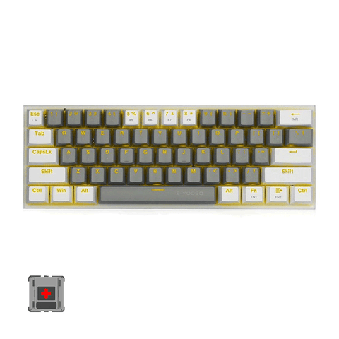 E-Yooso Z-11 Single Light 61 Keys Hot Swappable Mechanical Keyboard [Grey/White] [Red Switch]