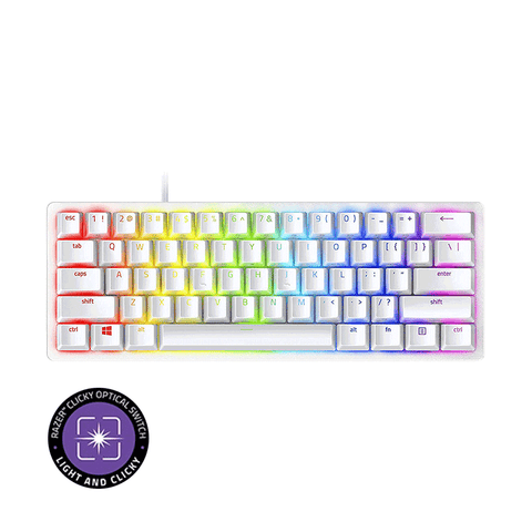 Razer Huntsman Mini Optical Mechanical Gaming Keyboard [Mercury] [Purple Switches] [Light & Clicky]