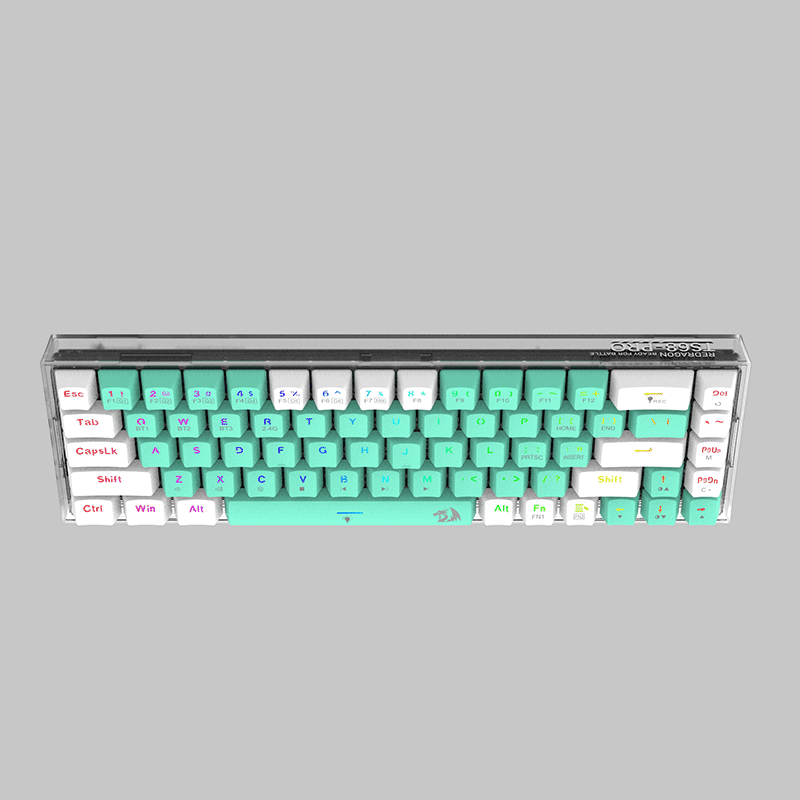 Redragon Castor Pro Tri Mode RGB 68 Keys Mechanical Keyboard Green-White Yellow Switch (K631RGB-PRO-GW)