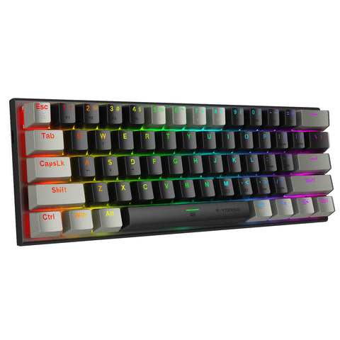 E-Yooso Z-11 61 Keys RGB Backlit Mechanical Gaming Keyboard [Black/Grey] [Brown Switch]