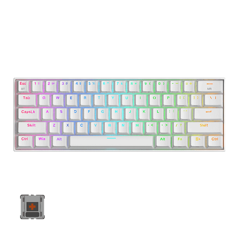 Redragon Draconic Pro Tri Mode RGB 61 Keys Mechanical Gaming Keyboard White Brown Switch (K530W-RGB-PRO)