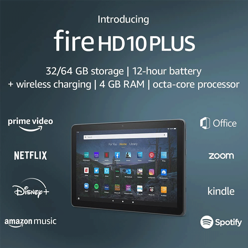 Amazon Fire HD 10 Plus Tablet 4GB/32GB 11th Gen (2021 latest model) 10.1” HD Display with Alexa and Wireless Charging Slate