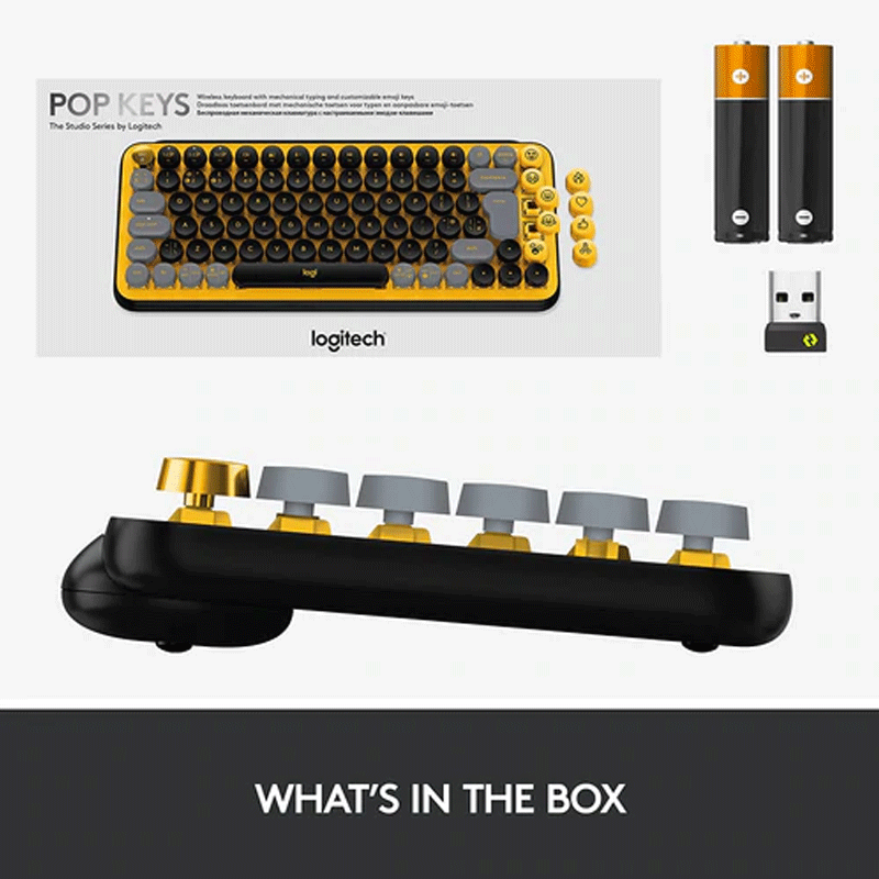 Logitech Pop Keys Wireless Mechanical Keyboard with Customizable Emoji Keys (Blast Yellow)