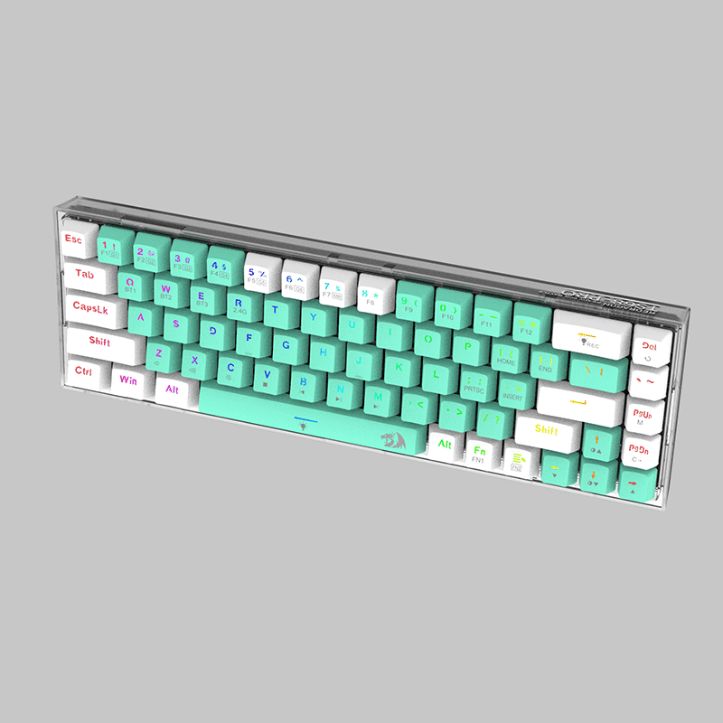 Redragon Castor Pro Tri Mode RGB 68 Keys Mechanical Keyboard Green-White Yellow Switch (K631RGB-PRO-GW)