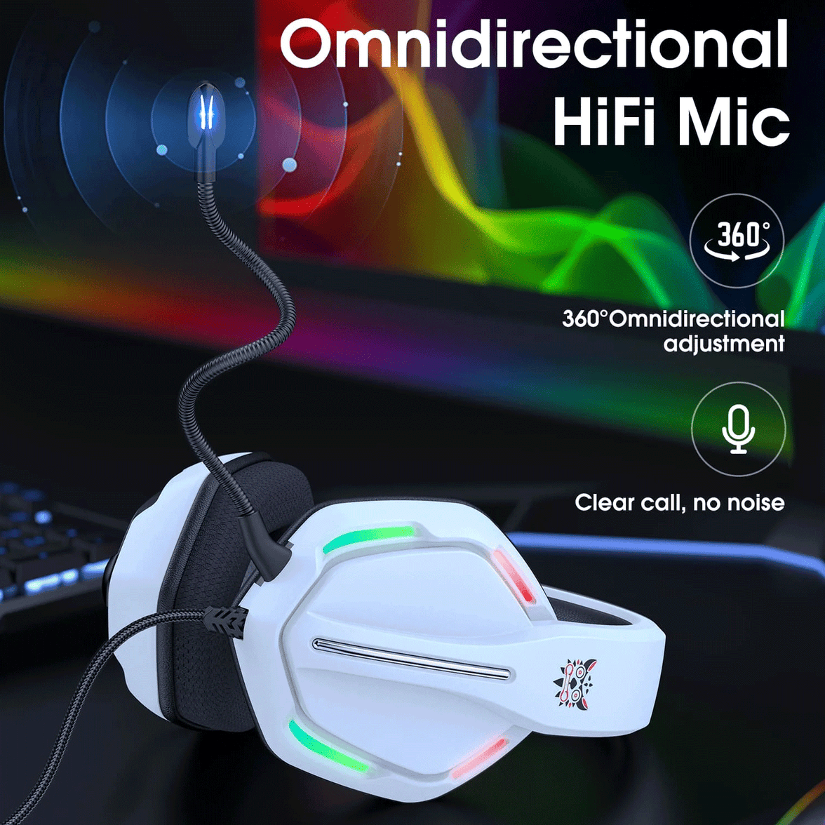 ONIKUMA X27 RGB Gaming Headset Stereo Surround Omnidirectional Noise Canceling Mic
