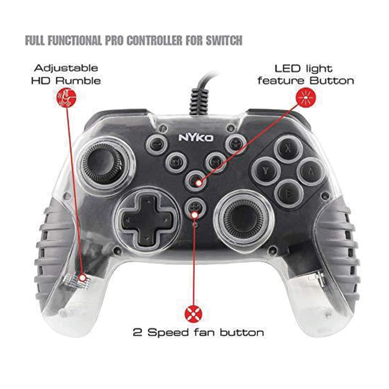 Nyko NSW Air Glow LED Fan-cooled Wired Controller w/ Force Feedback Function Multicolor - GameXtremePH