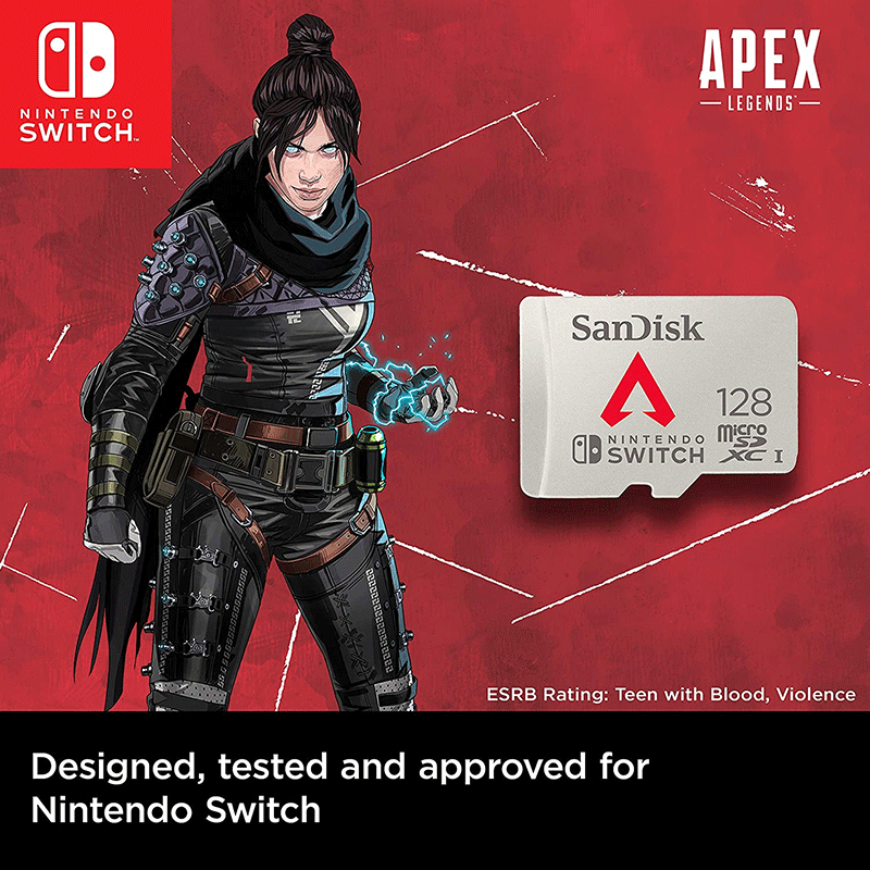 SanDisk Nintendo APEX LEGENDS Micro SDXC 128GB UHS-I U3 Memory Card for Nintendo Switch SDSQXAO-128GB with up to 100MB/s read and up to 90MB/s write speed
