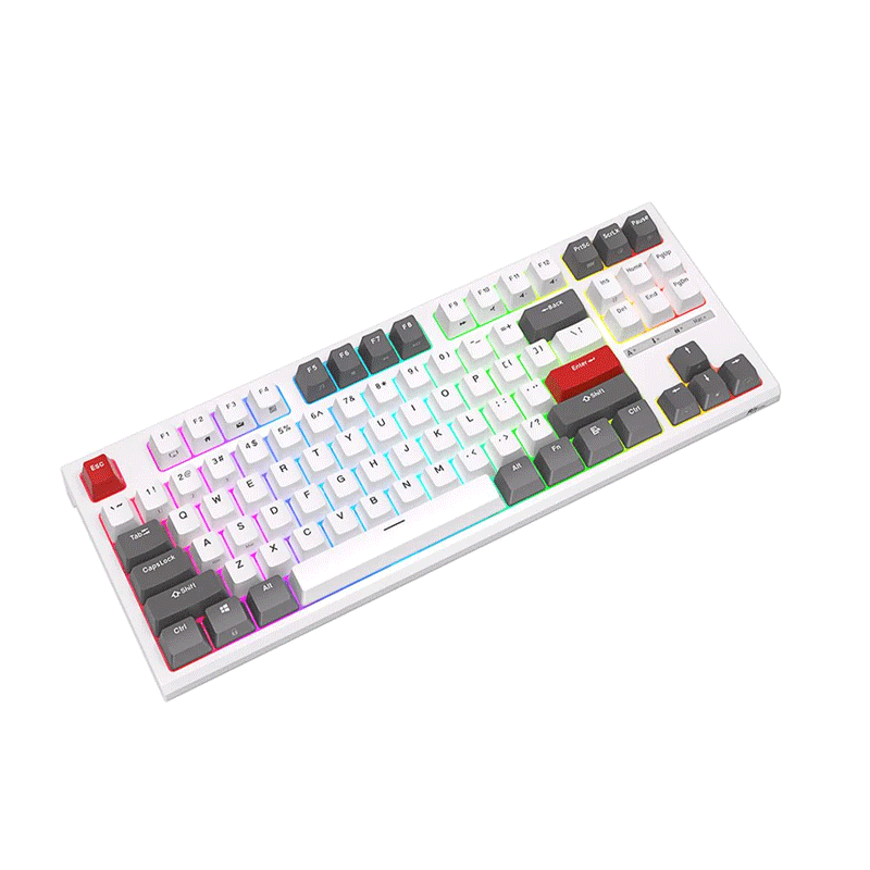 Royal Kludge RKR87 Single Mode RGB 87 Keys Hot Swappable Mechanical Keyboard [White] [Red Switch]