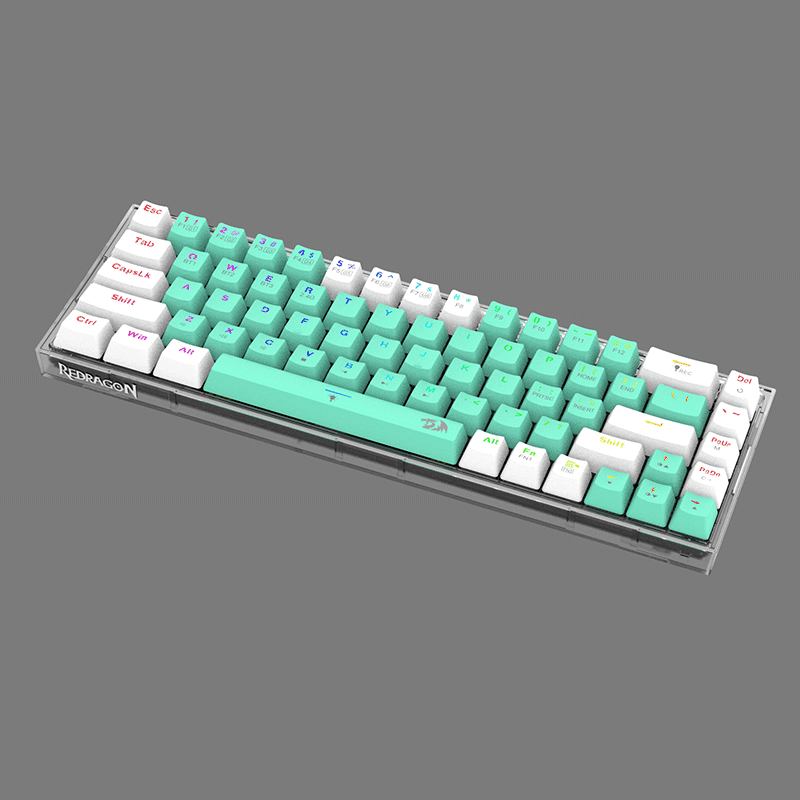 Redragon Castor Pro Tri Mode RGB 68 Keys Mechanical Keyboard Green-White Yellow Switch (K631RGB-PRO-GW)