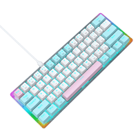 E- Yooso Z-11T 61-key Full Transparent Color Rainbow & Dynamic Lighting Effects Gaming Mechanical Keyboard [Blue/White] [Red Switch]