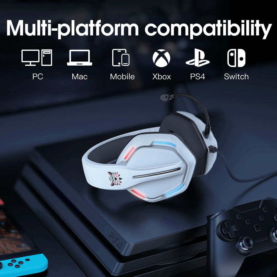 ONIKUMA X27 RGB Gaming Headset Stereo Surround Omnidirectional Noise Canceling Mic