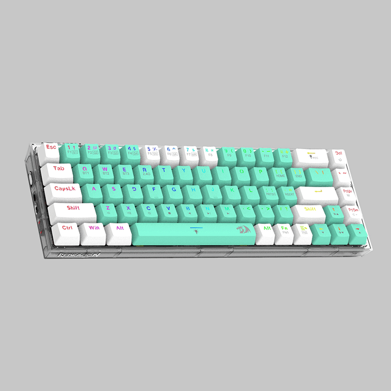 Redragon Castor Pro Tri Mode RGB 68 Keys Mechanical Keyboard Green-White Yellow Switch (K631RGB-PRO-GW)