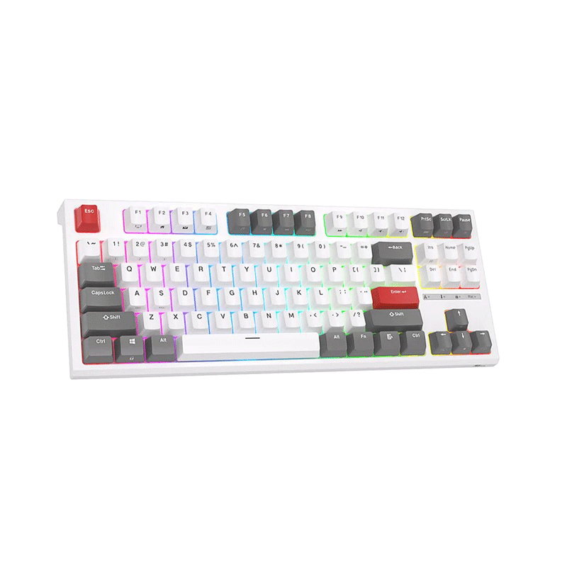 Royal Kludge RKR87 Single Mode RGB 87 Keys Hot Swappable Mechanical Keyboard [White] [Red Switch]