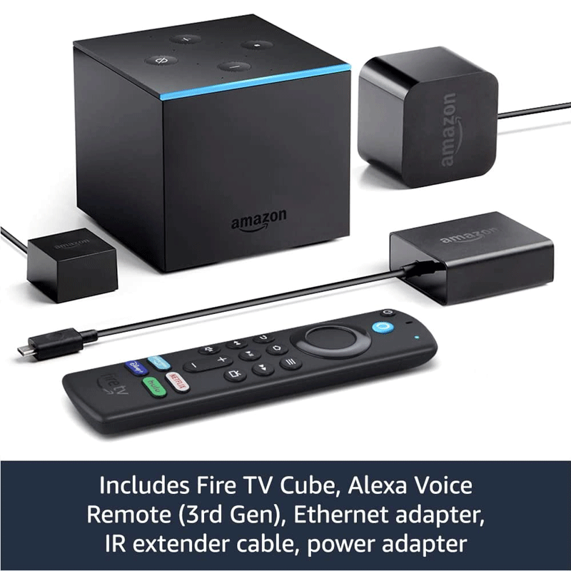Amazon Fire TV Cube 2nd Generation Hands-Free with Alexa and 4K Ultra HD Streaming Media Player with Voice Remote (Black)
