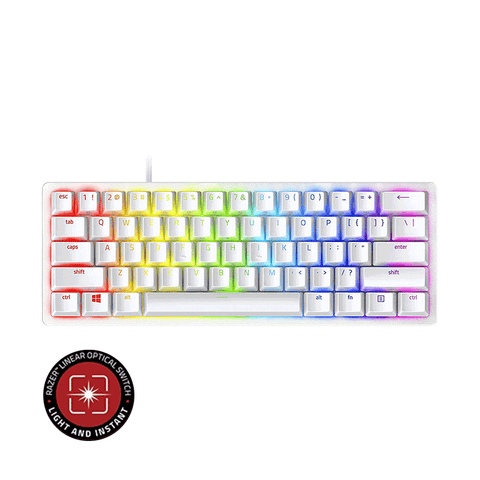 Razer Huntsman Mini - 60% Optical Mechanical Gaming Keyboard [Mercury] [Red Linear Switches] [Light & Instant]