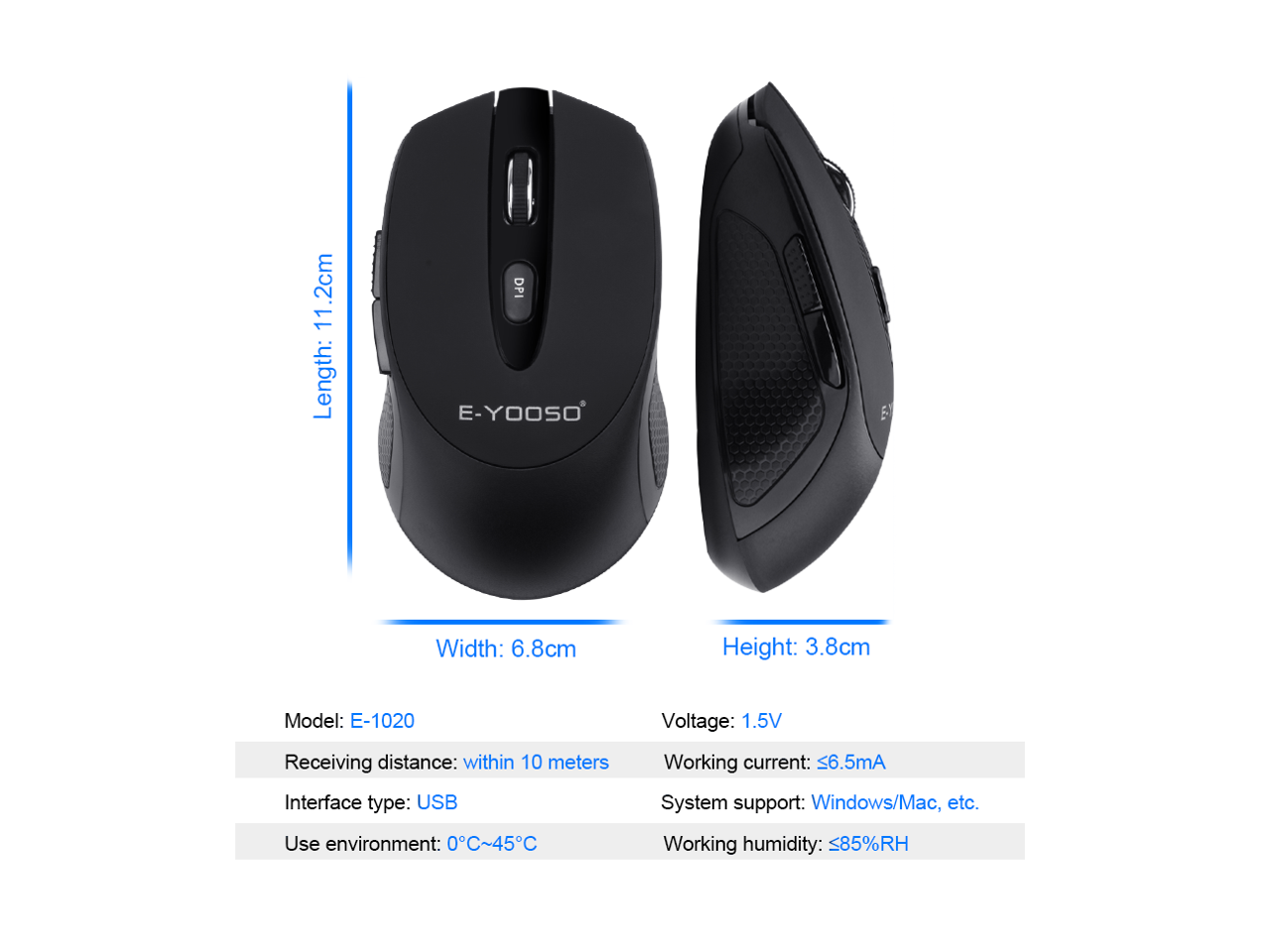 E-YOOSO E-1020 Wireless Silent Mouse Ergonomic for Laptop PC Computer ...