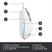 Logitech G102 Lightsync Gaming Mouse [White] - GameXtremePH