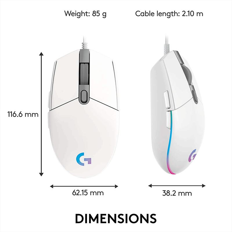 Logitech G102 Lightsync Gaming Mouse [White] - GameXtremePH