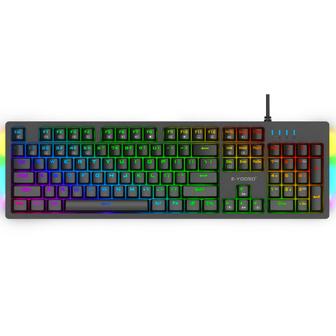 E-YOOSO K-610 104 Keys Monochrome & RGB Side Light Mechanical Gaming Keyboard [Black] [Blue Switch] [Red Switch]