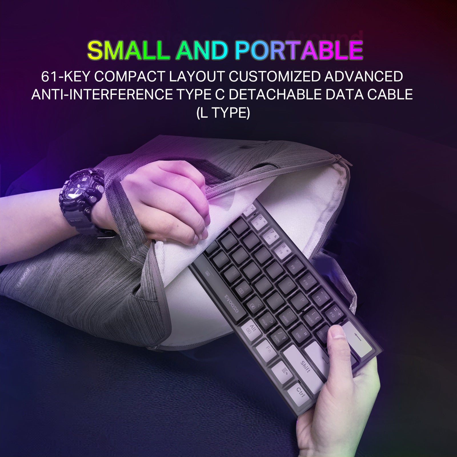 E-Yooso Z-11 61 Keys RGB Backlit Mechanical Gaming Keyboard [Black/Grey] [Brown Switch]