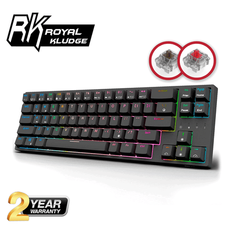 Royal Kludge RK68 Plus Tri Mode RGB 68 Keys Hot Swappable Mechnical Keyboard Black