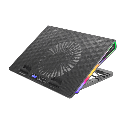 Vertux Arctic Portable Height Adjustable Gaming Cooling Pad Rainbow Led Light Black