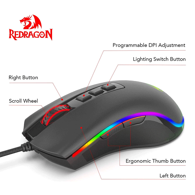 Redragon Cobra RGB Wired Gaming Mouse Black (M711-2)