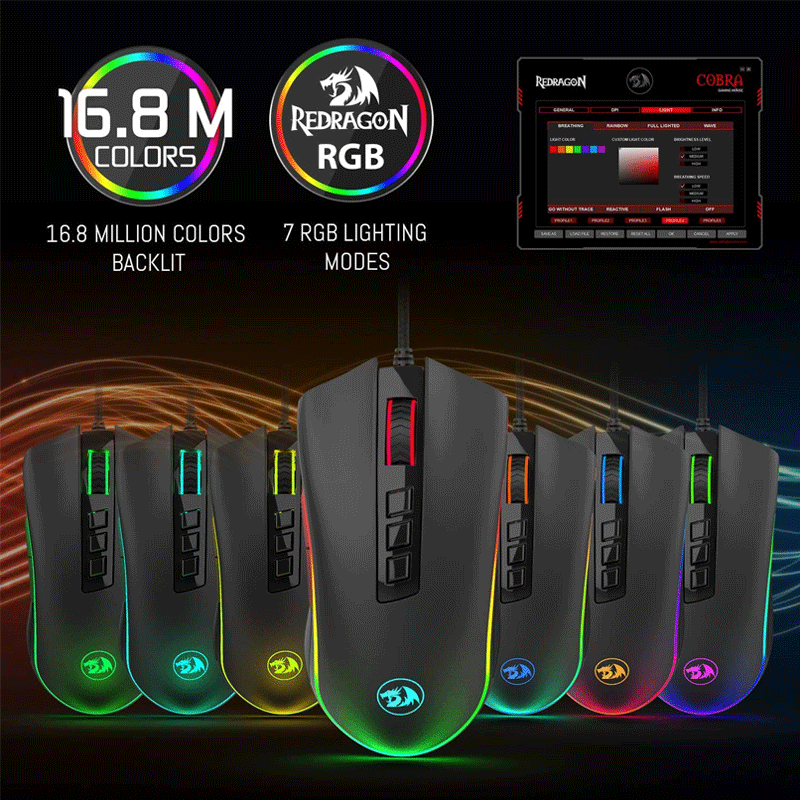 Redragon Cobra RGB Wired Gaming Mouse Black (M711-2)