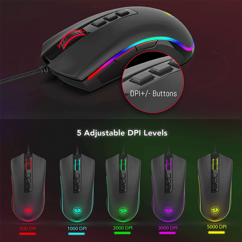 Redragon Cobra RGB Wired Gaming Mouse Black (M711-2)