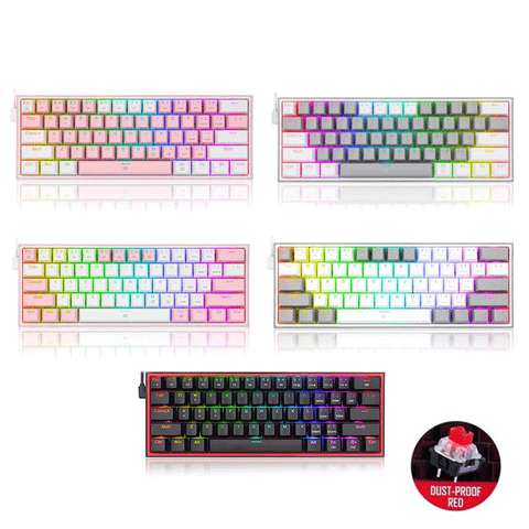 Redragon FIZZ RGB Wired Gaming Mechanical Keyboard (K617-RGB) (Dust Proof Red) - GameXtremePH