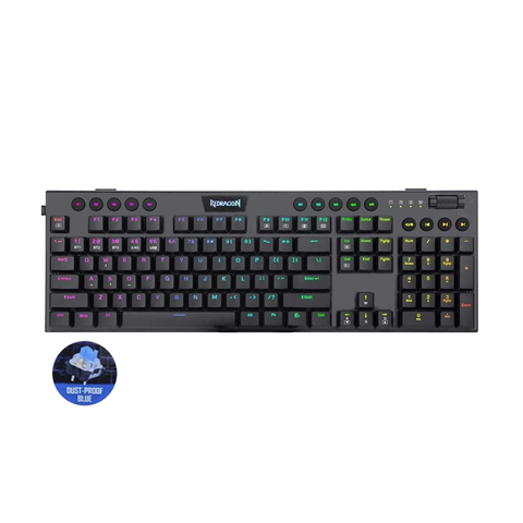 Redragon Horus Mechanical Gaming Keyboard (Black) (Dust-proof Blue) (K618-RGB) - GameXtremePH