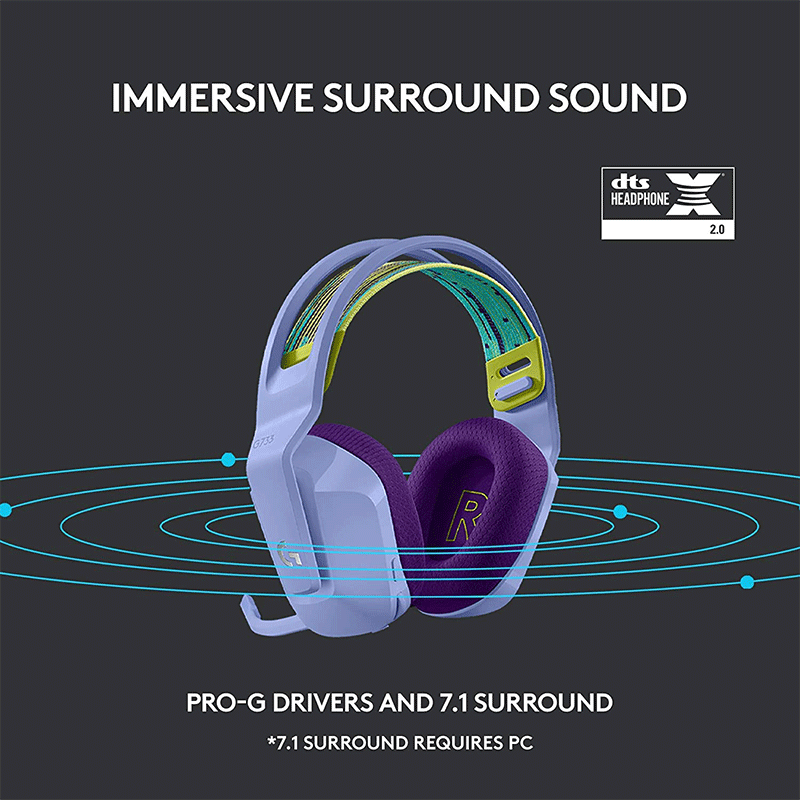 Logitech G733 Lightspeed Wireless RGB Gaming Headset [Lilac] - GameXtremePH