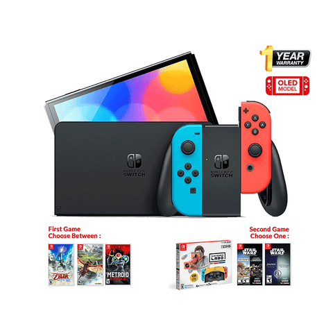Nintendo Switch - OLED Model [Asian] (Neon) with 2 Games - GameXtremePH