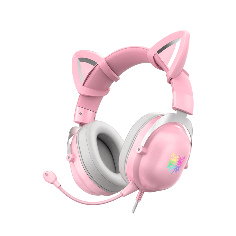 Pink Logitech Cat Ears ONIKUMA X11 Cat Ears Gaming Headset Wired
