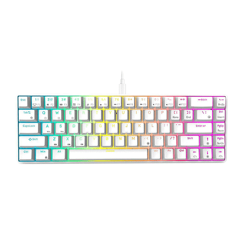 RK Royal Kludge RKG68 Tri-Mode RGB 68-Keys Hot-Swappable Mechanical Keyboard - White - GameXtremePH