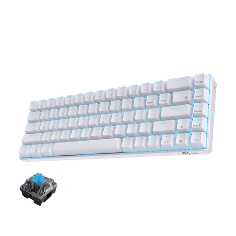 Royal Kludge RK68 Dual Mode RGB 68 Keys Hot Swappable Mechanical Keyboard White Blue Switch