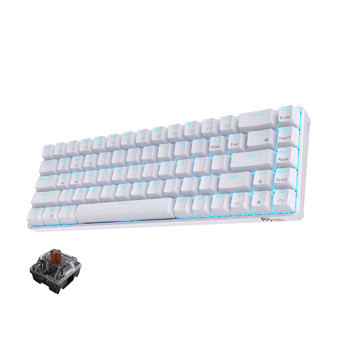 Royal Kludge RK68 Dual-Mode RGB 68 Keys Hot Swappable Mechanical Keyboard White Brown Switch