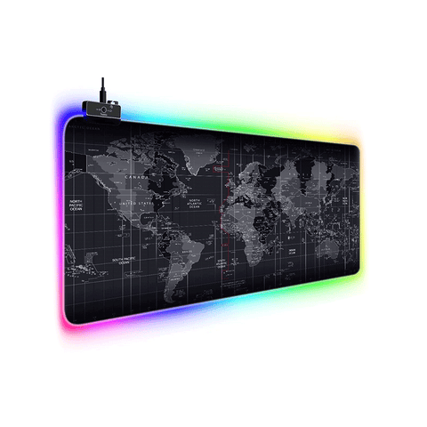 Royal Kludge Glowing Cool Professional Game Light Emitting Mouse Pad (80x30x4) (Black) [World Map]