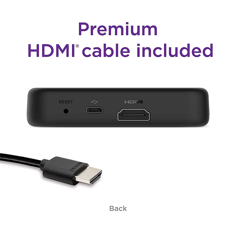 Roku Premiere HD/4K/HDR Streaming Media Player 3920R Black with Simple Remote & Premium HDMI Cable