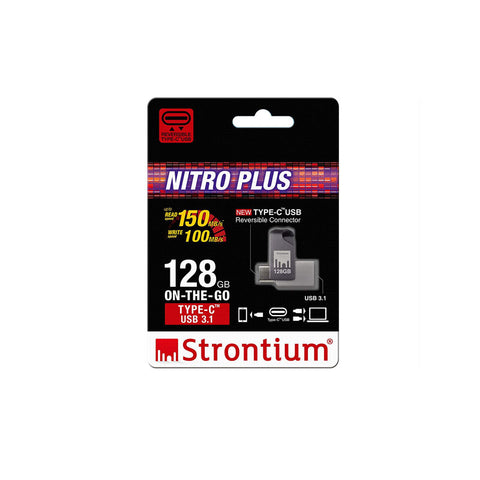 Strontium Nitro SR128GSLOTGCY Plus 128GB Dual USB type-C 3.1 Metal Flash Pen Drive OTG (Speed up to 150MB/s) - GameXtremePH