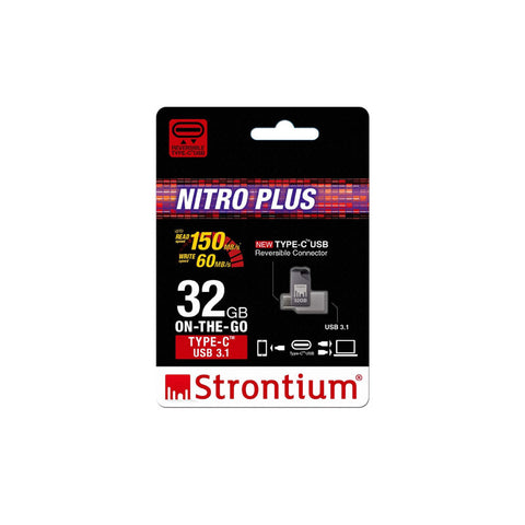 Strontium Nitro Plus SR32GSLOTGCY 32GB Dual USB type-C 3.1 Metal Flash Pen Drive OTG (Speed up to 150MB/s) - GameXtremePH