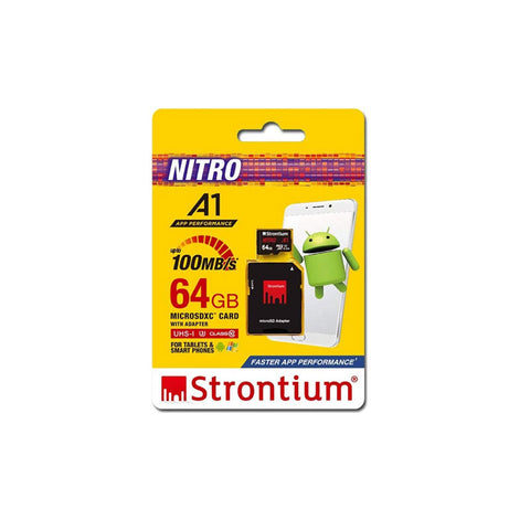Strontium Nitro SRN64GTFU3A1A Micro SD Card A1 64GB with Adapter (Speed up to 100MB/s) - GameXtremePH