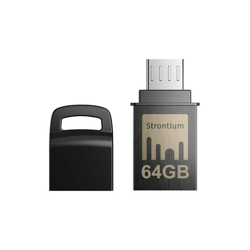 Strontium Nitro 64GB Dual Drive USB 3.1 Metal Flash Pen Drive OTG Up to 150MB/S Micro USB and USB 3.0 3.1 for Android Smartphones Tablets Computers Laptops (SR64GBBOTG2Y) - GameXtremePH
