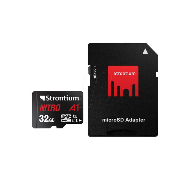 Strontium Nitro SRN32GTFU1A1A Micro SD Card A1 32GB with Adapter (Spee